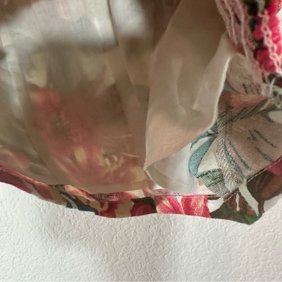 Lush Halter Tropical Linen Cropped  Beach Top Size Small - Picture 4 of 5